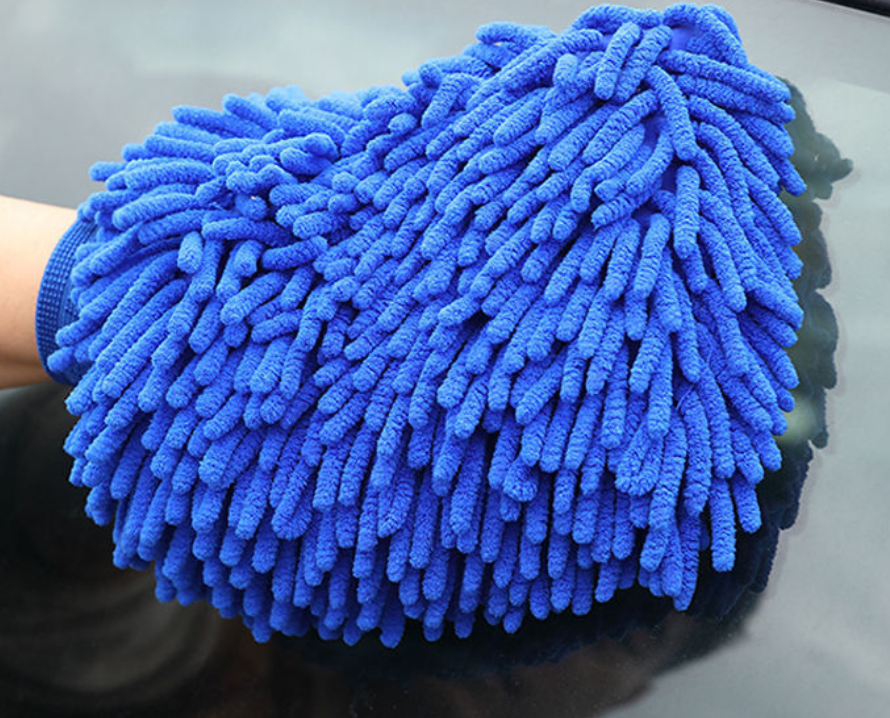 Guante de microfibra de chenilla de doble cara para lavado de autos de alta calidad