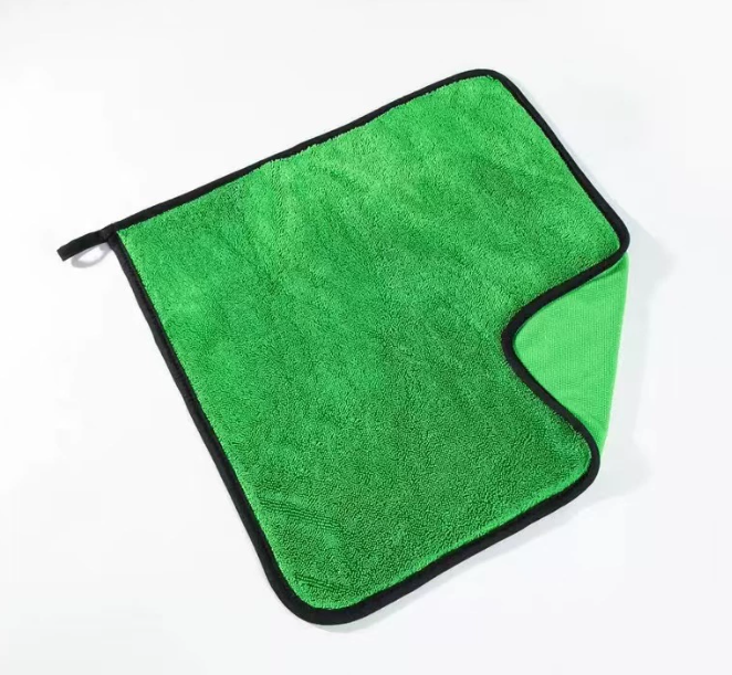 Toallas de microfibra de hilo trenzado de pelo largo de color verde